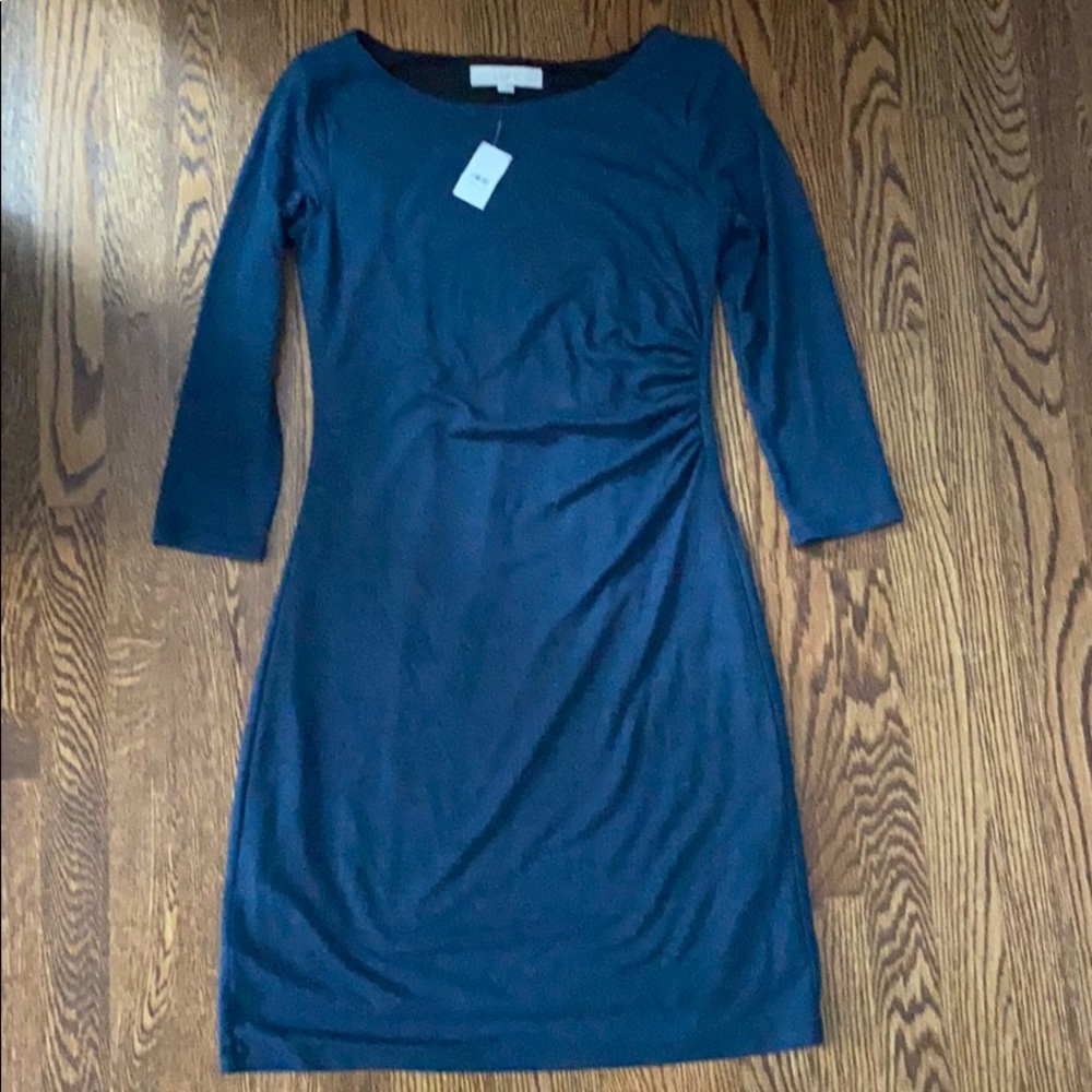 NWT LOFT 3/4 sleeve teal heathered dress Sz S